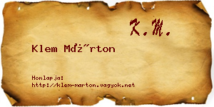 Klem Márton névjegykártya